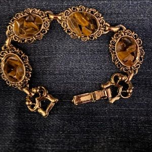 Beautiful Gold Tone Tiger Eye Bracelet - image 1